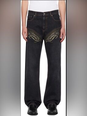 Y/Project SSENSE Exclusive Black Crystal Jeans Size 31 NWT! $795